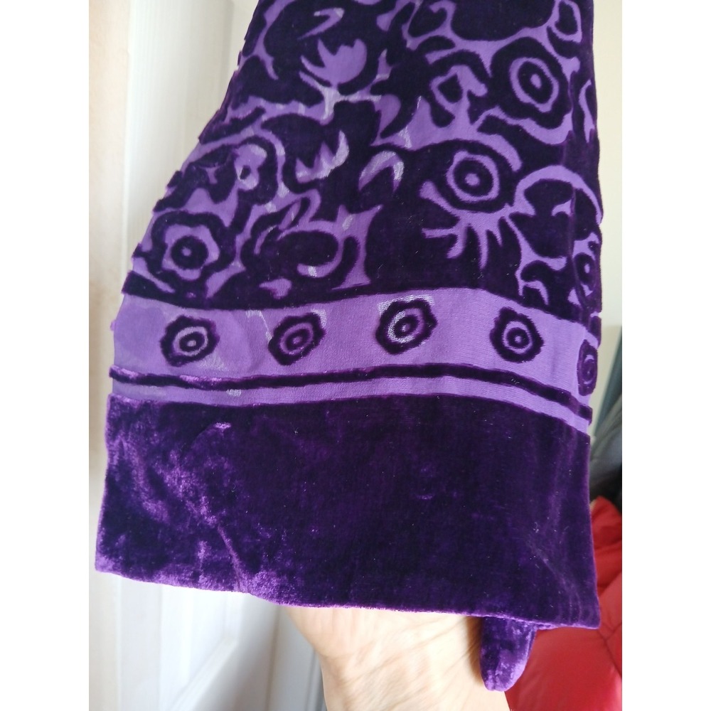 Floral Silk And Rayon Burnout Velvet Scarf Purple Stunning! 60x10